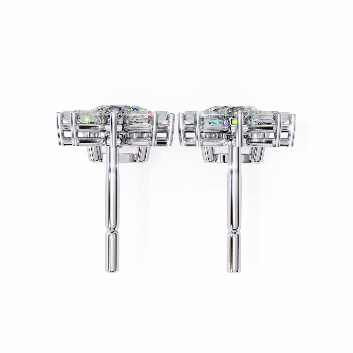 0.86 CT Baguette & Round Diamond Drop Earrings