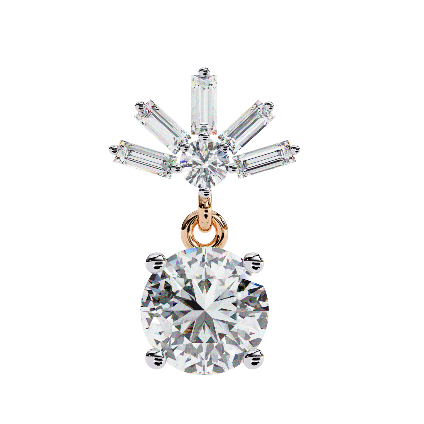0.86 CT Baguette & Round Diamond Drop Earrings