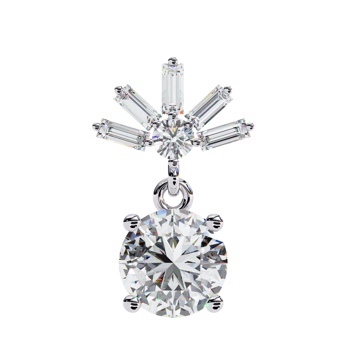 0.86 CT Baguette & Round Diamond Drop Earrings