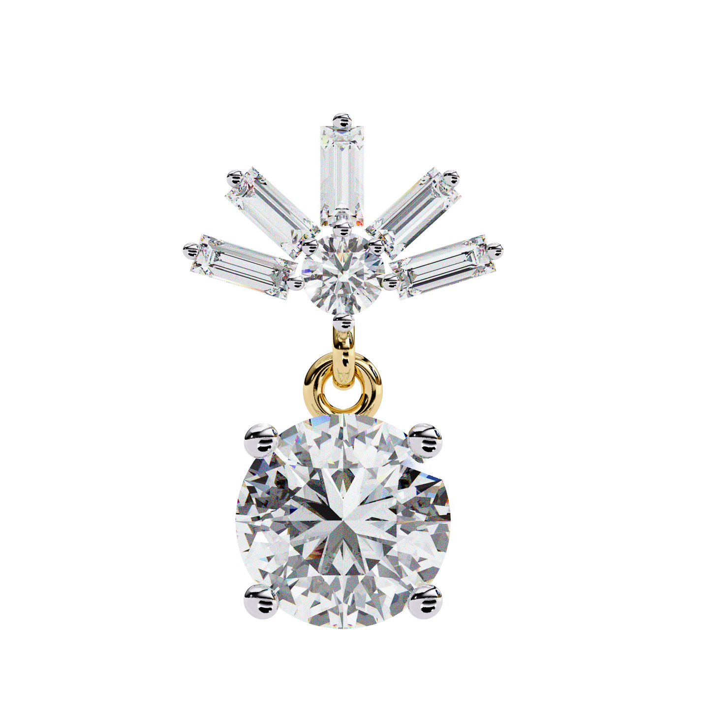 0.86 CT Baguette & Round Diamond Drop Earrings