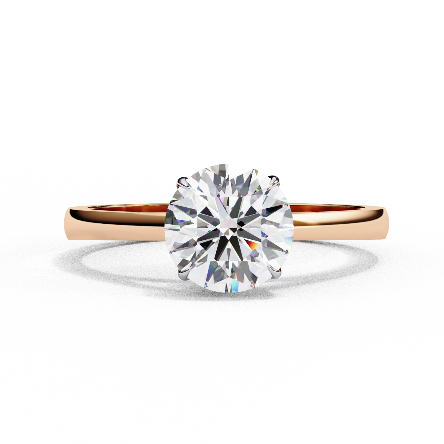 Lab-Grown Round Brilliant Diamond Solitaire Ring in Rose Gold, 1.30 CT Round Cut Diamond Ring