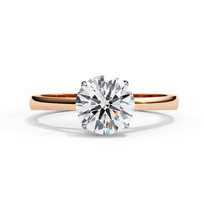 Lab-Grown Round Brilliant Diamond Solitaire Ring in Rose Gold, 1.30 CT Round Cut Diamond Ring