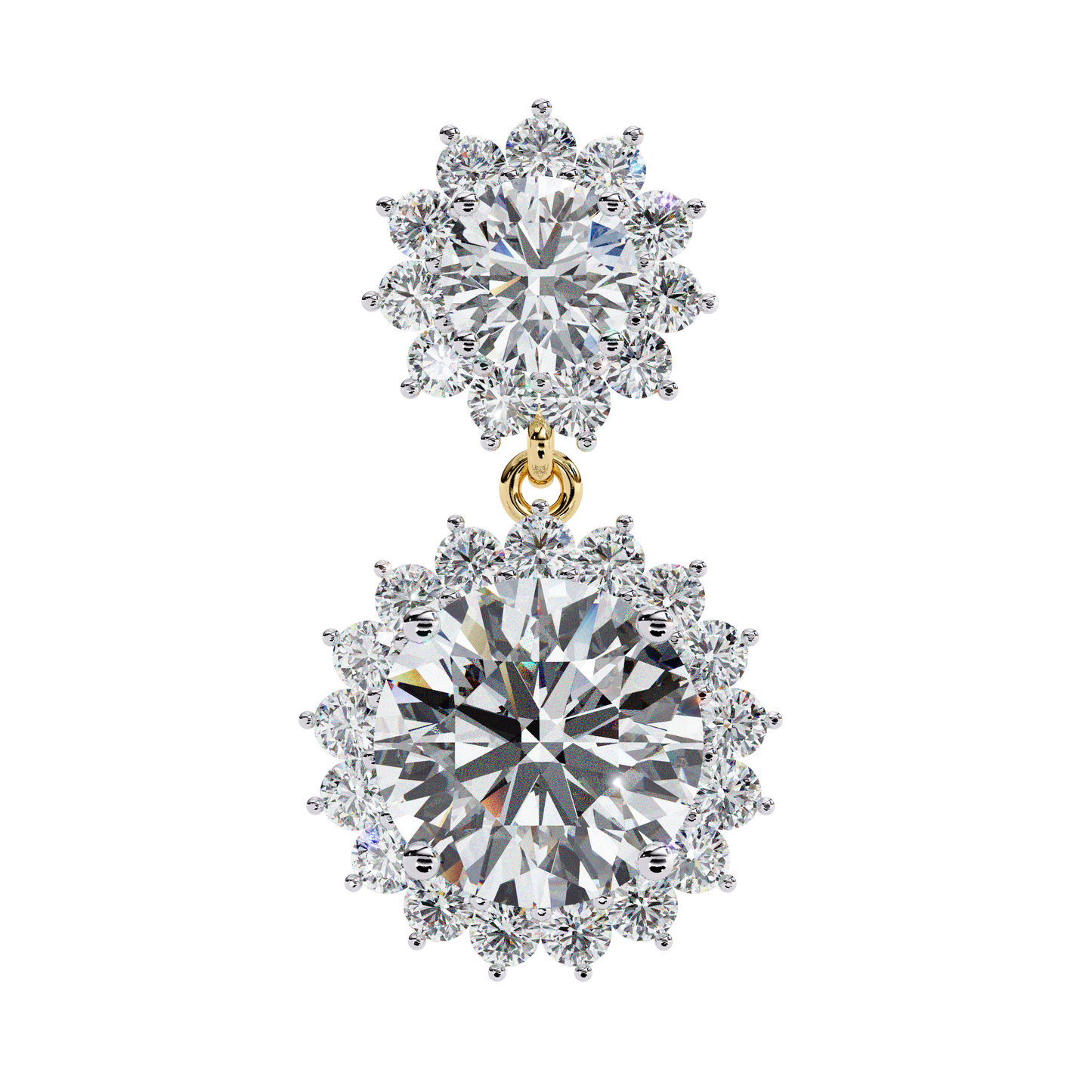 1.37 Ct Lab Grown Diamond Halo Dangle Earrings, Winter Wedding Jewelry
