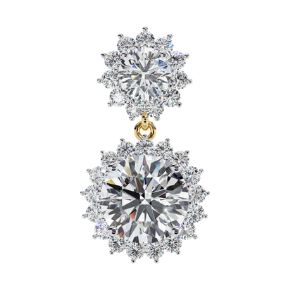 1.37 Ct Lab Grown Diamond Halo Dangle Earrings, Winter Wedding Jewelry