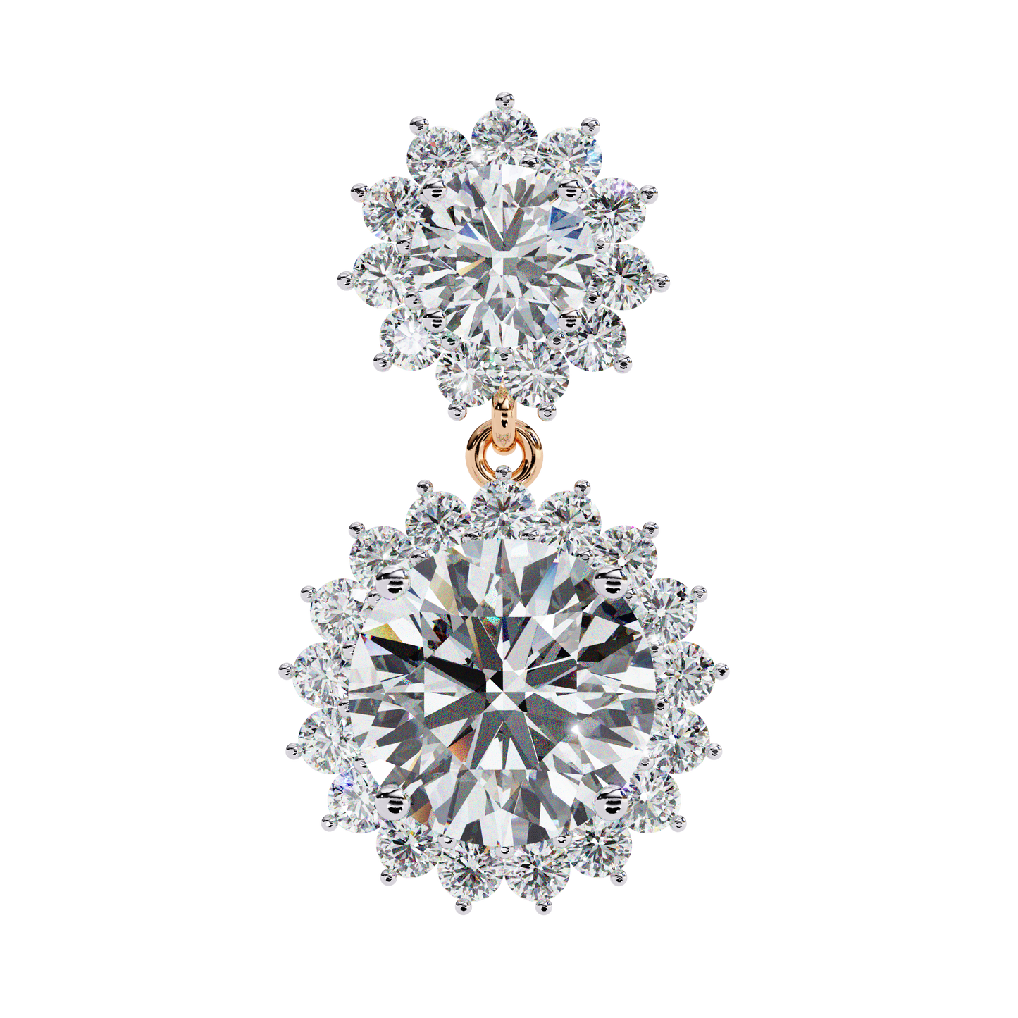 1.37 Ct Lab Grown Diamond Halo Dangle Earrings, Winter Wedding Jewelry