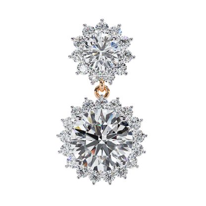 1.37 Ct Lab Grown Diamond Halo Dangle Earrings, Winter Wedding Jewelry