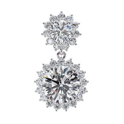 1.37 Ct Lab Grown Diamond Halo Dangle Earrings, Winter Wedding Jewelry
