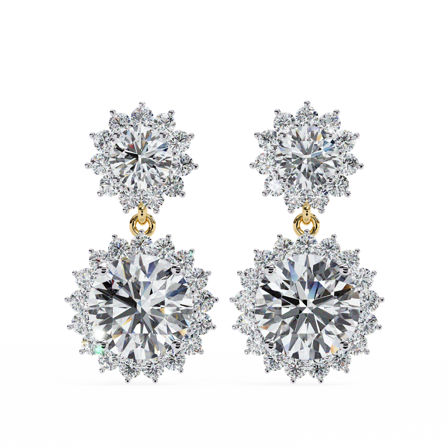 1.37 Ct Lab Grown Diamond Halo Dangle Earrings, Winter Wedding Jewelry