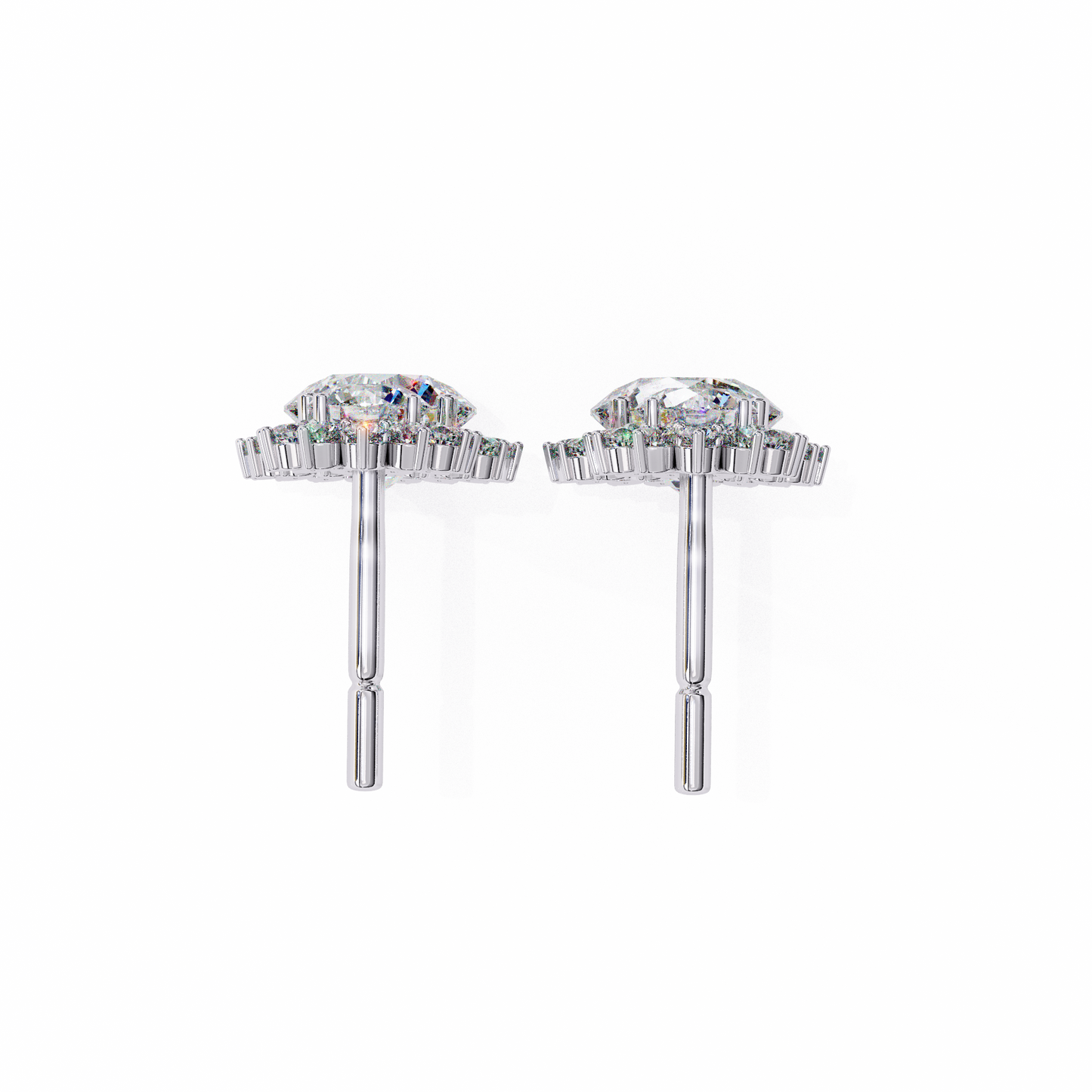 1.37 Ct Lab Grown Diamond Halo Dangle Earrings, Winter Wedding Jewelry