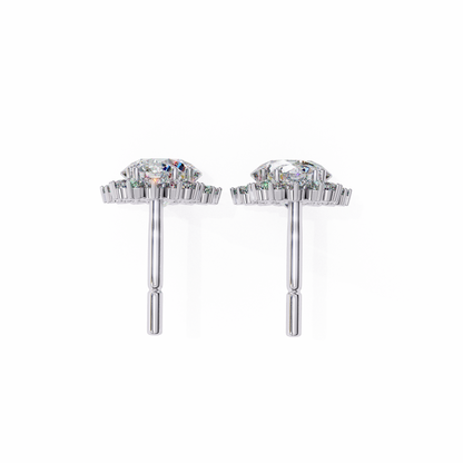 1.37 Ct Lab Grown Diamond Halo Dangle Earrings, Winter Wedding Jewelry