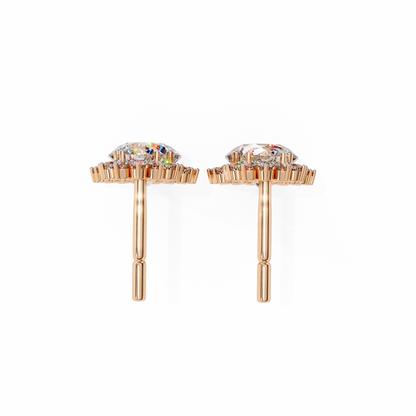 1.37 Ct Lab Grown Diamond Halo Dangle Earrings, Winter Wedding Jewelry