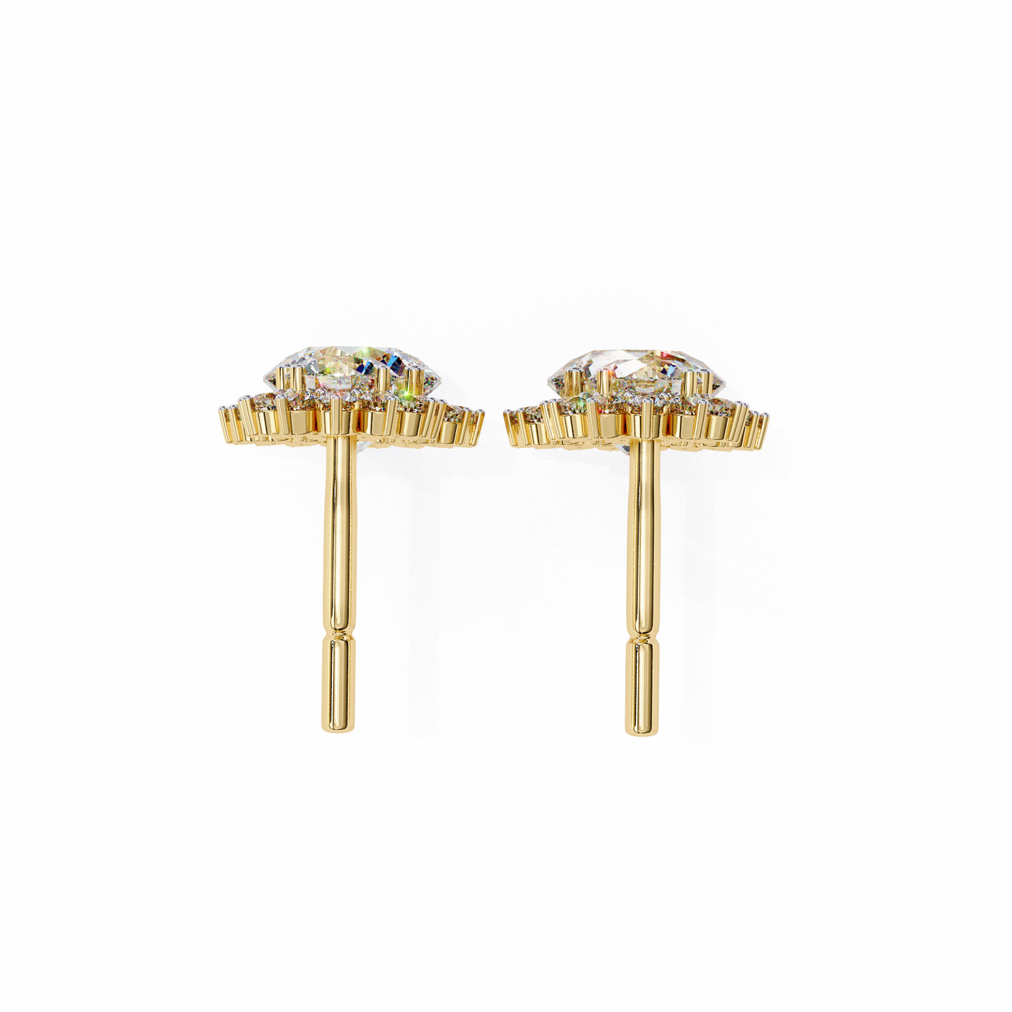 1.37 Ct Lab Grown Diamond Halo Dangle Earrings, Winter Wedding Jewelry