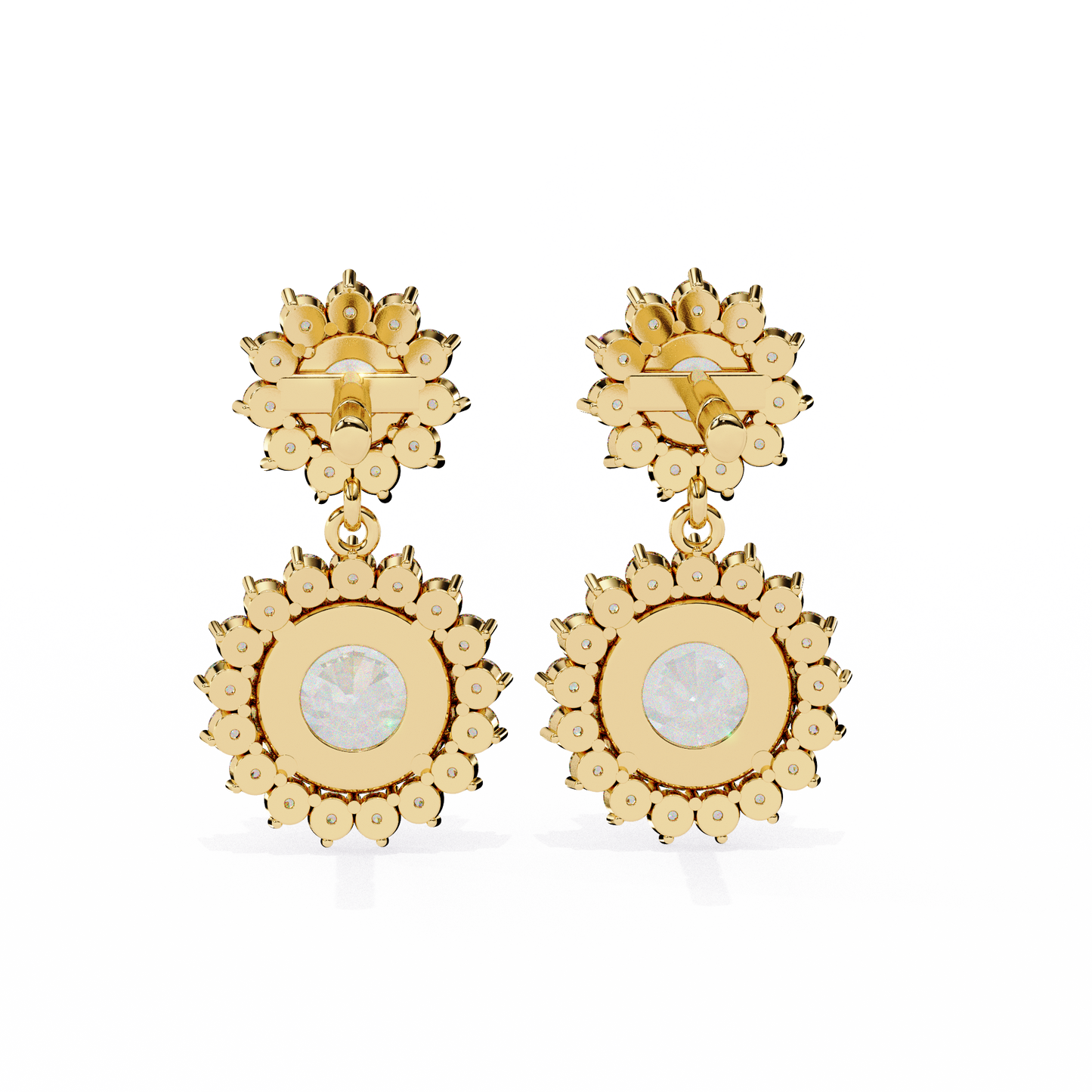 1.37 Ct Lab Grown Diamond Halo Dangle Earrings, Winter Wedding Jewelry