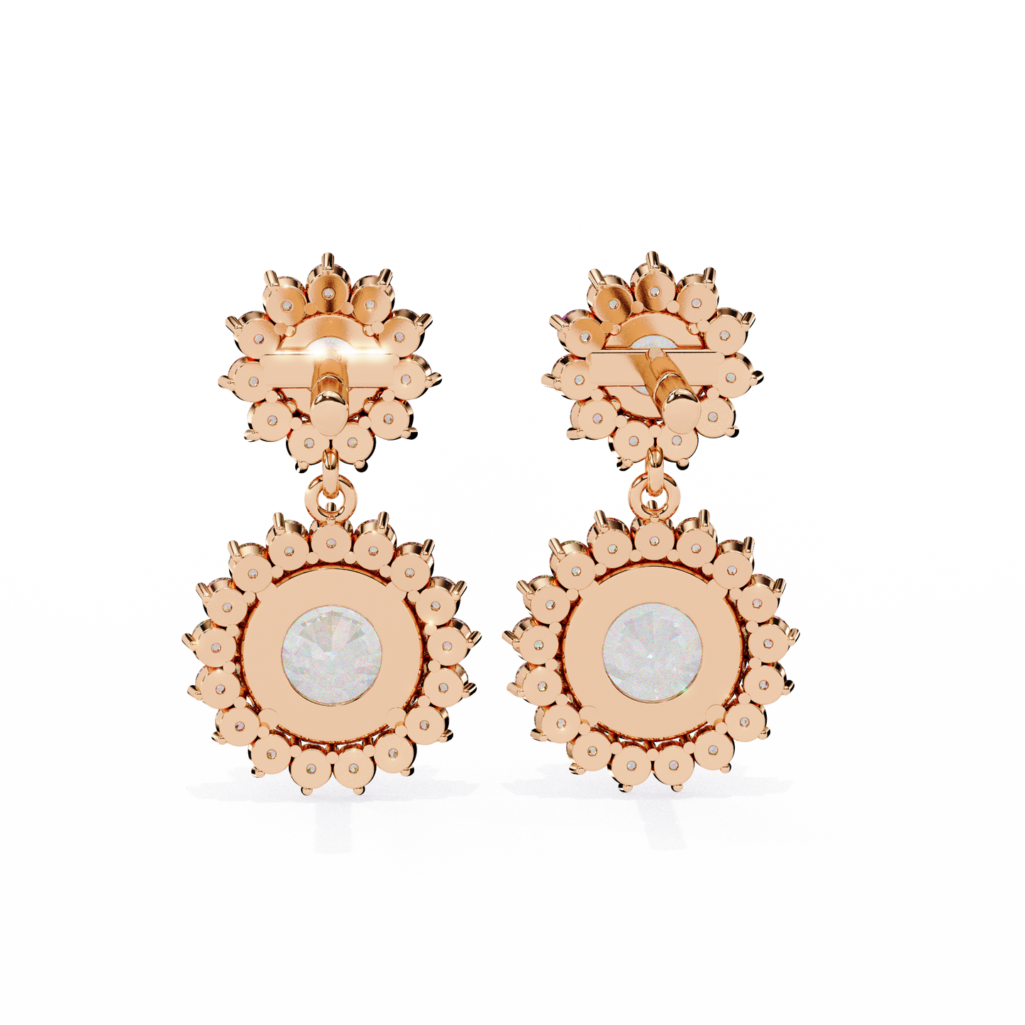 1.37 Ct Lab Grown Diamond Halo Dangle Earrings, Winter Wedding Jewelry