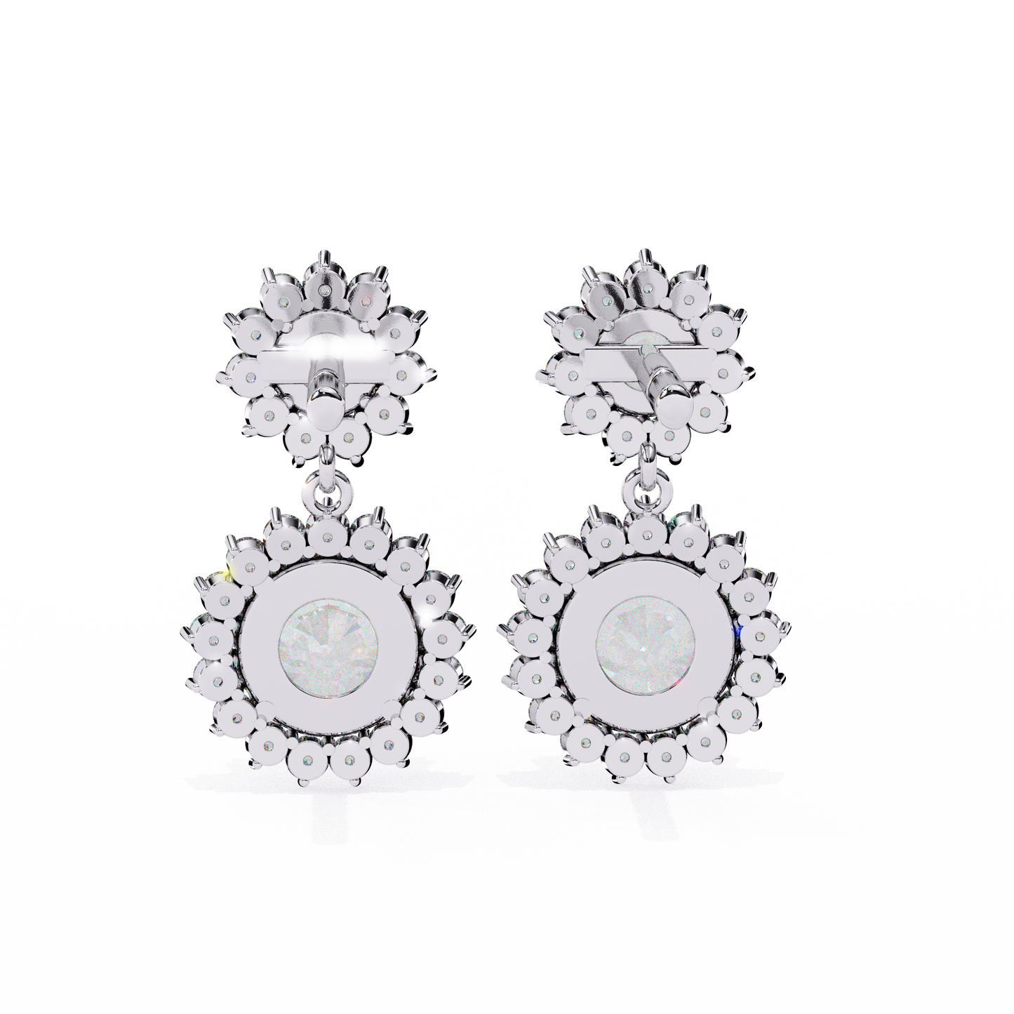 1.37 Ct Lab Grown Diamond Halo Dangle Earrings, Winter Wedding Jewelry