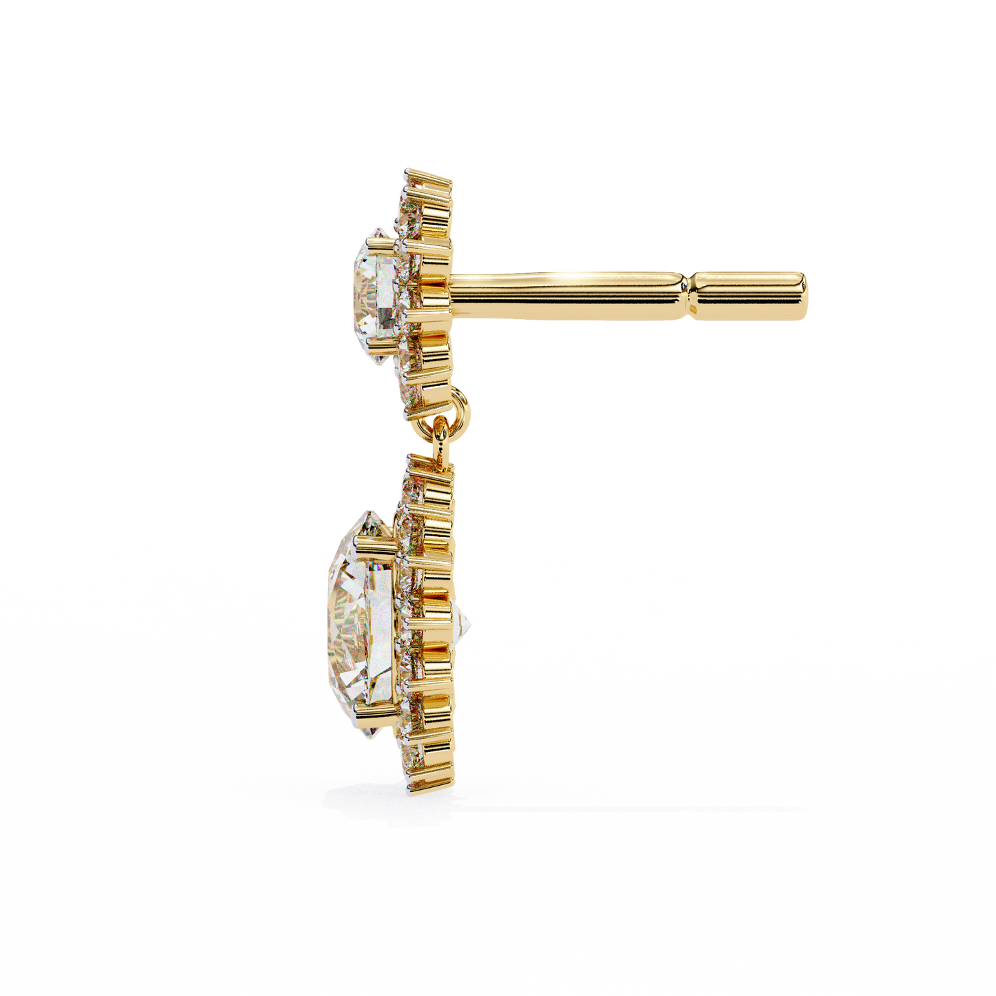 1.37 Ct Lab Grown Diamond Halo Dangle Earrings, Winter Wedding Jewelry