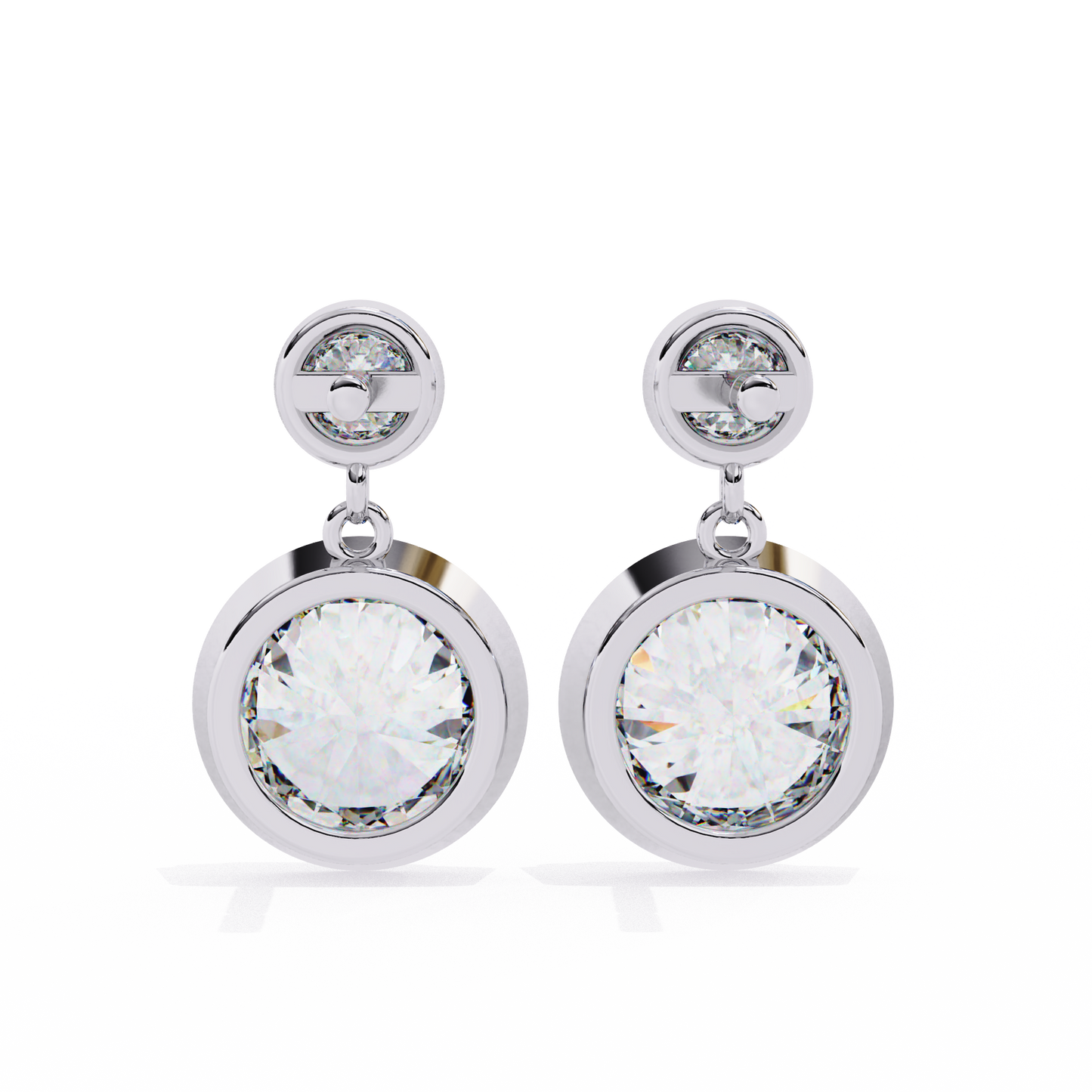1.83 Ct Round Bezel Lab grown diamond  Drop Earrings