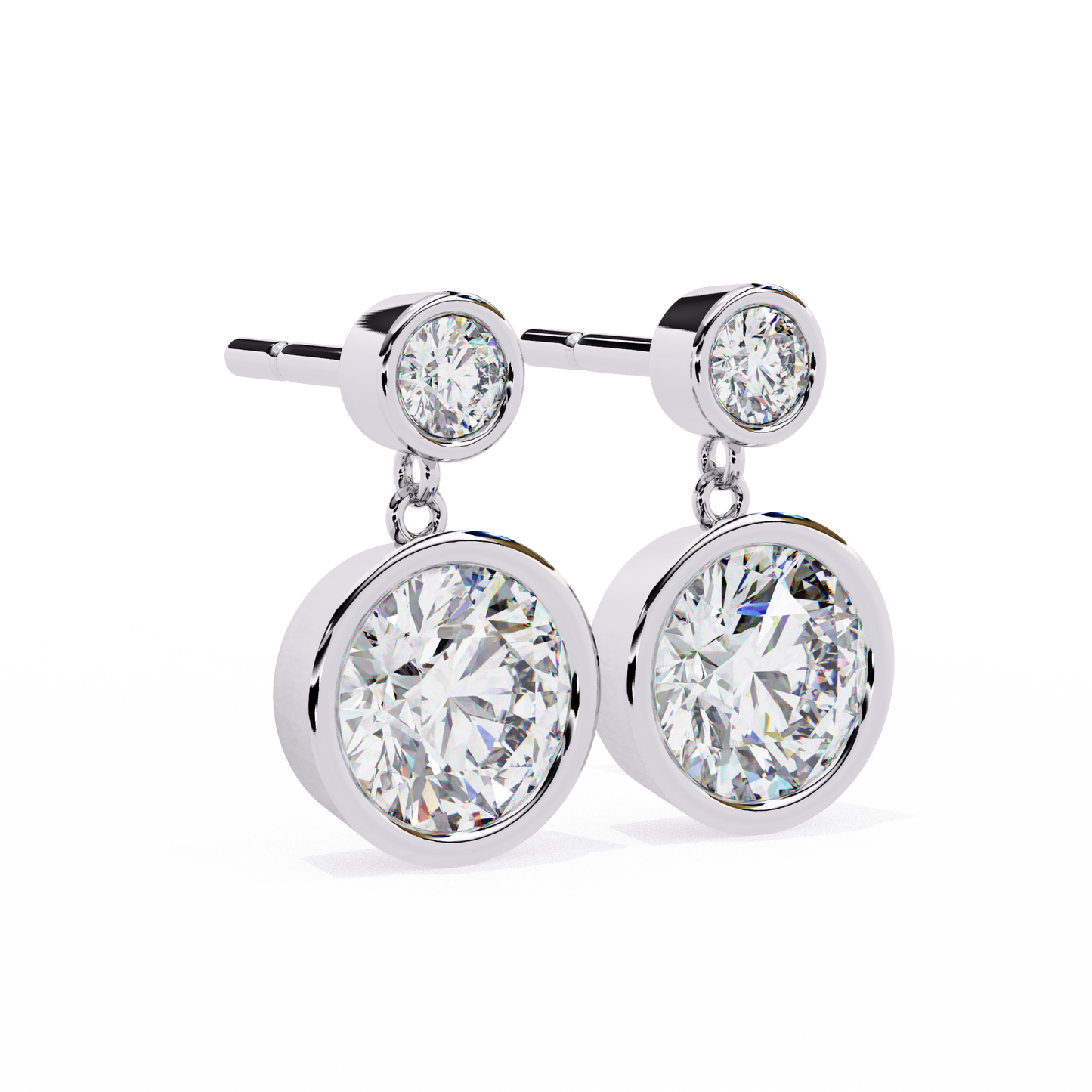 1.83 Ct Round Bezel Lab grown diamond  Drop Earrings