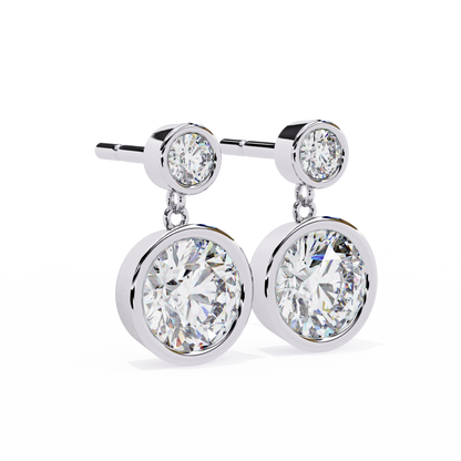 1.83 Ct Round Bezel Lab grown diamond  Drop Earrings