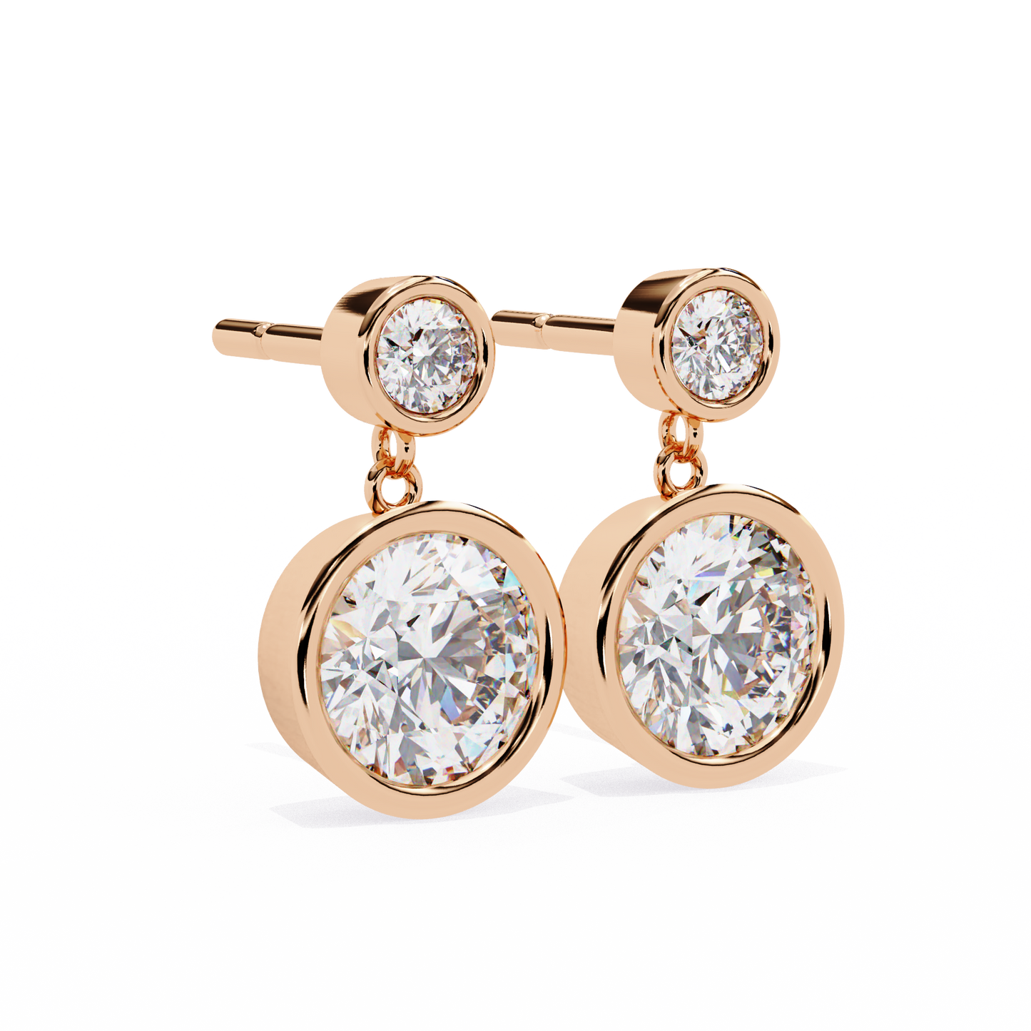 1.83 Ct Round Bezel Lab grown diamond  Drop Earrings