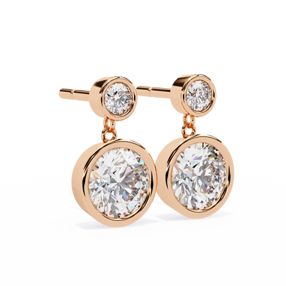 1.83 Ct Round Bezel Lab grown diamond  Drop Earrings