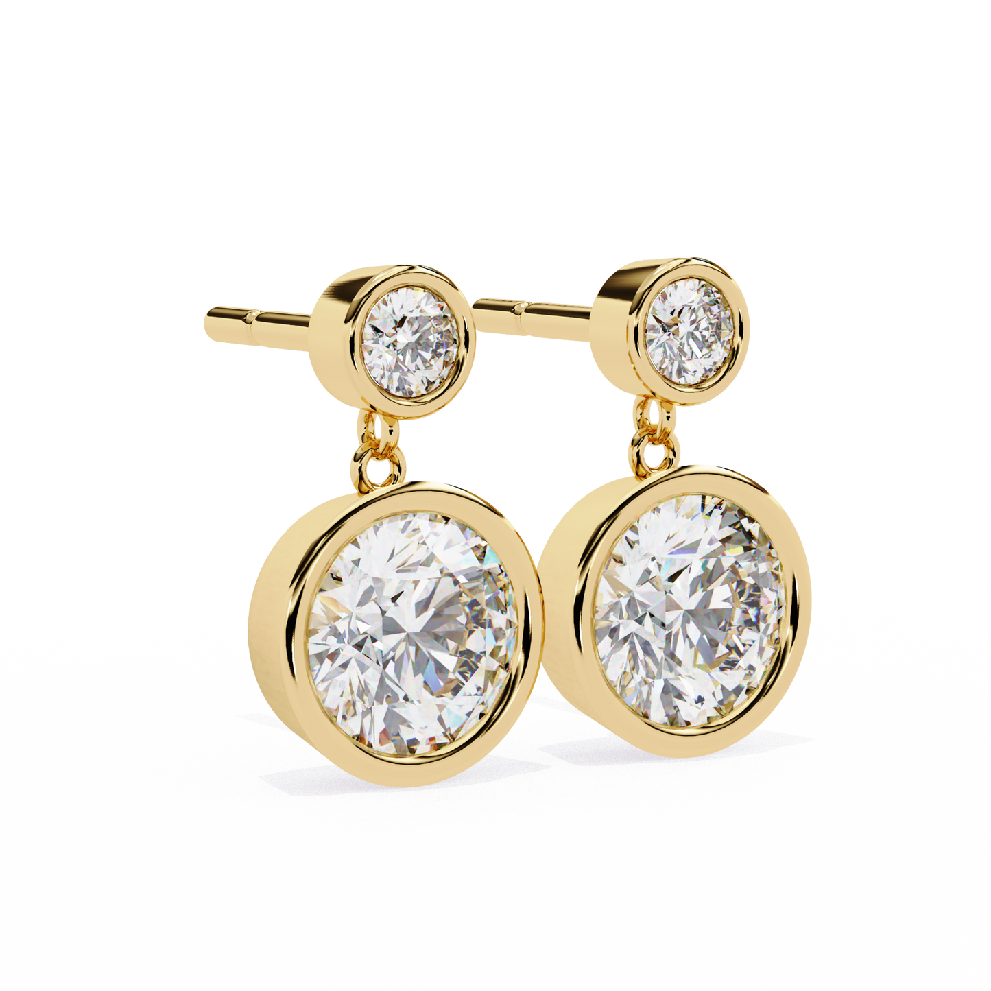 1.83 Ct Round Bezel Lab grown diamond  Drop Earrings