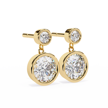 1.83 Ct Round Bezel Lab grown diamond  Drop Earrings
