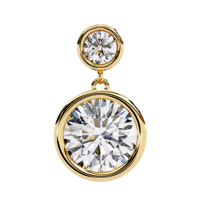 1.83 Ct Round Bezel Lab grown diamond  Drop Earrings