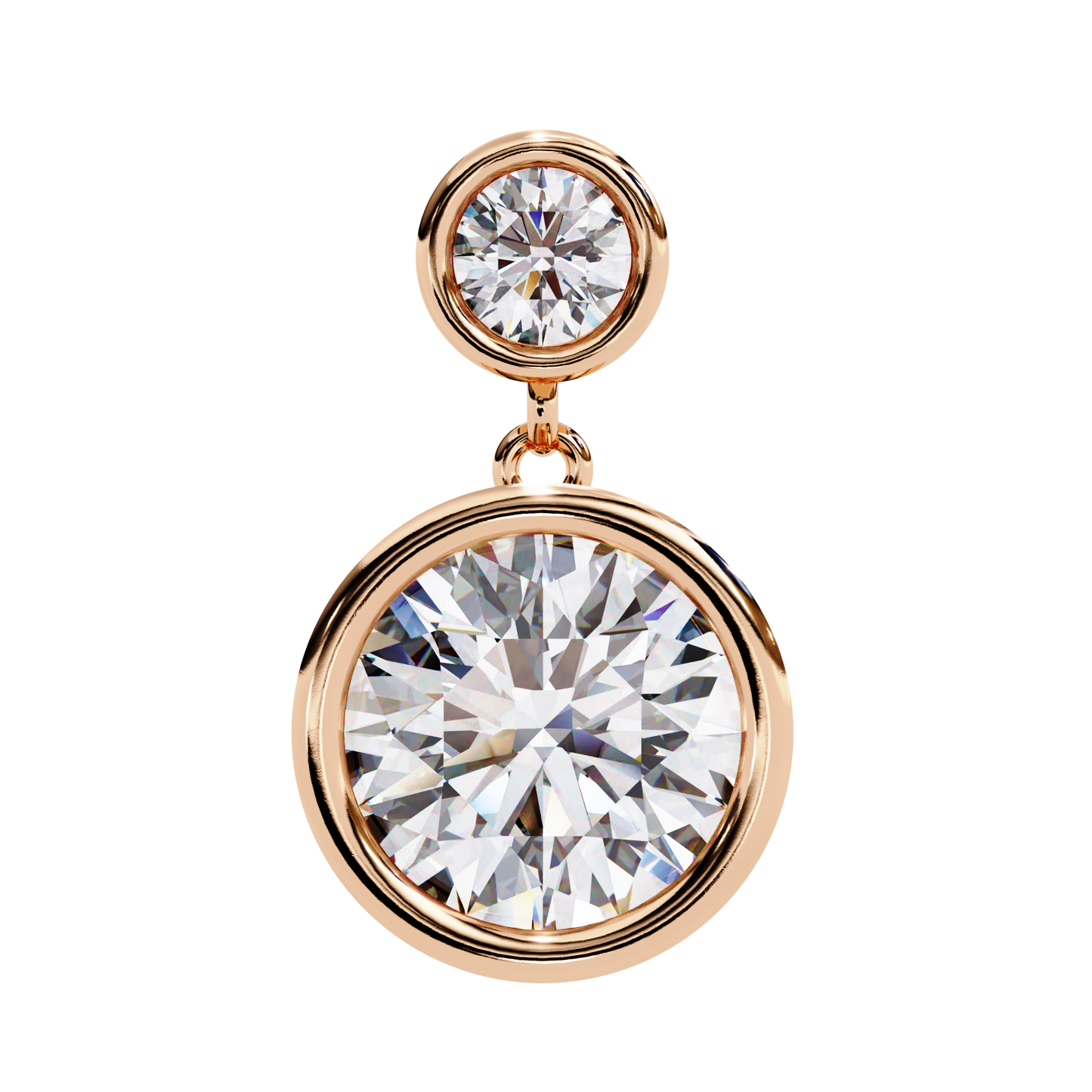 1.83 Ct Round Bezel Lab grown diamond  Drop Earrings