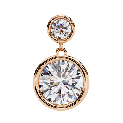 1.83 Ct Round Bezel Lab grown diamond  Drop Earrings