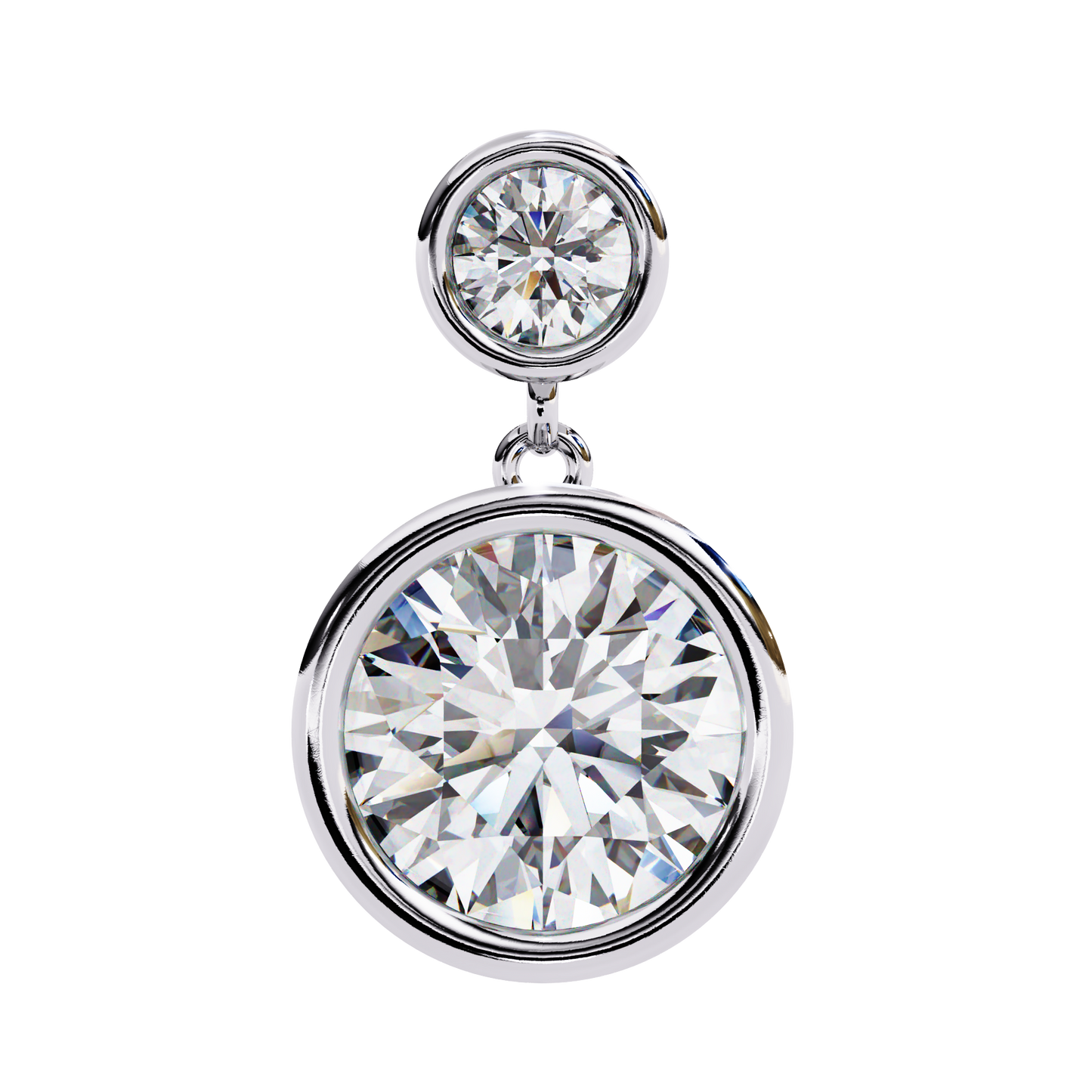 1.83 Ct Round Bezel Lab grown diamond  Drop Earrings