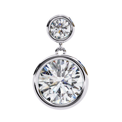 1.83 Ct Round Bezel Lab grown diamond  Drop Earrings