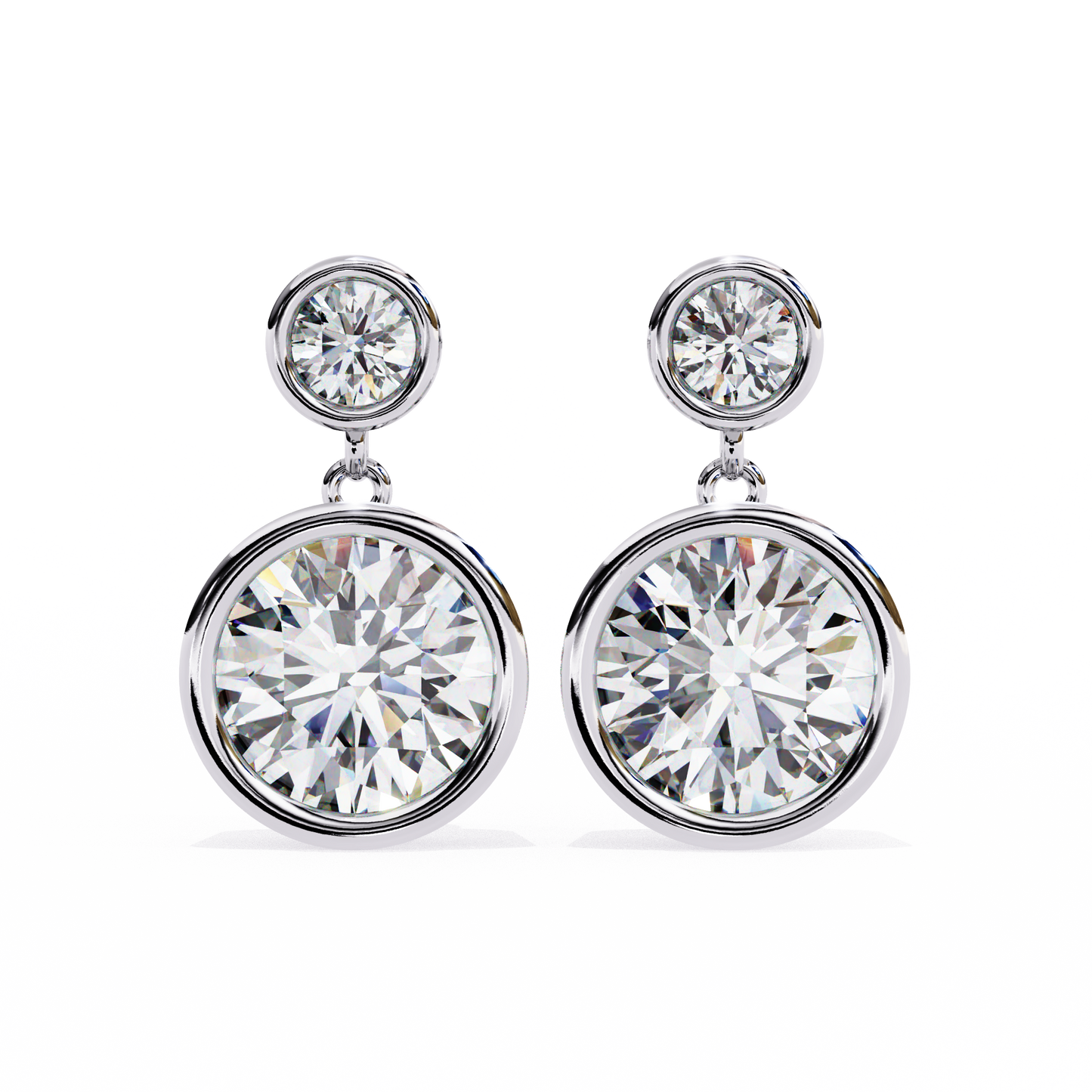 1.83 Ct Round Bezel Lab grown diamond  Drop Earrings