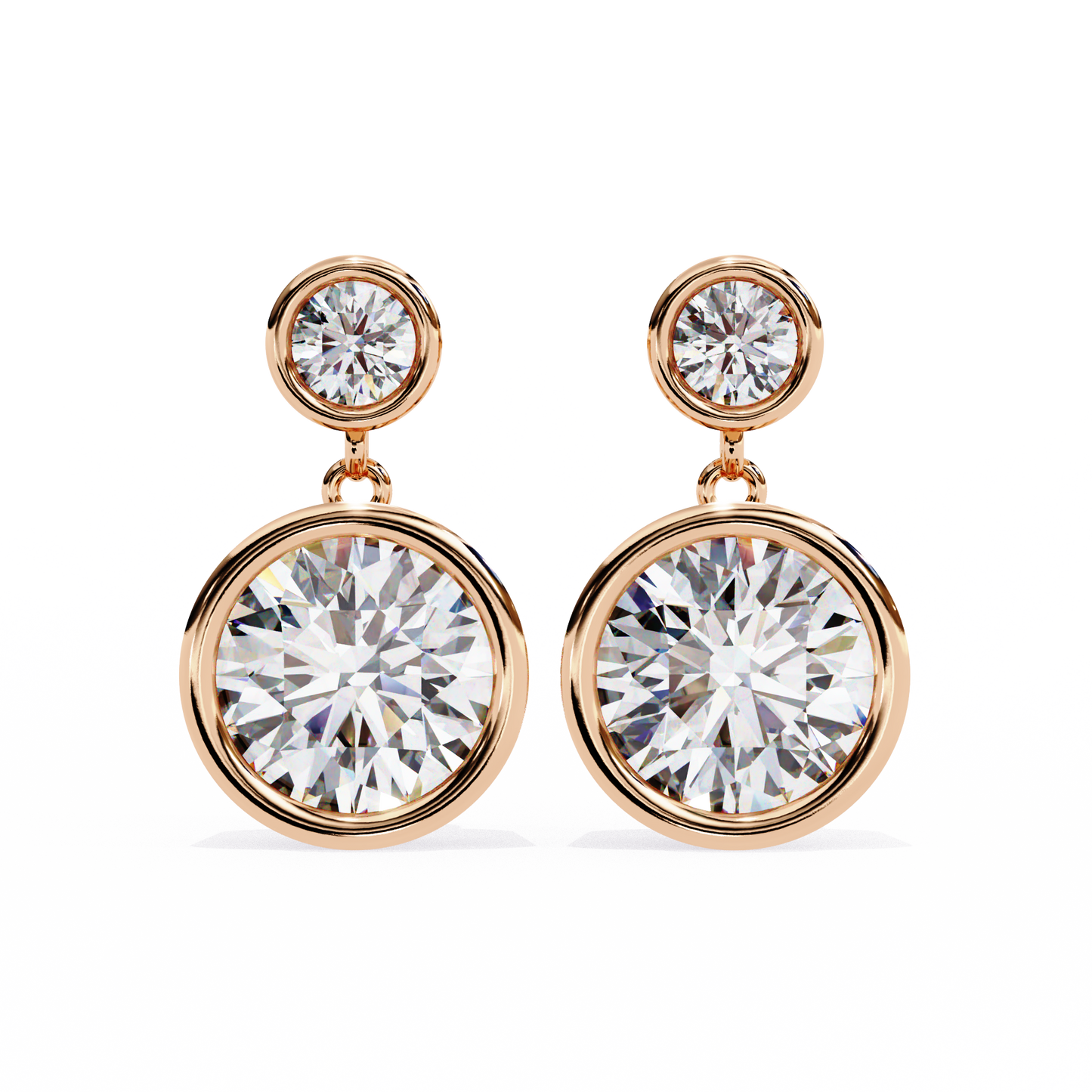 1.83 Ct Round Bezel Lab grown diamond  Drop Earrings