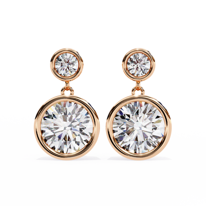 1.83 Ct Round Bezel Lab grown diamond  Drop Earrings