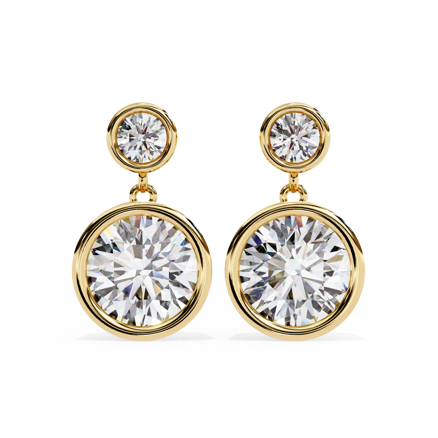 1.83 Ct Round Bezel Lab grown diamond  Drop Earrings