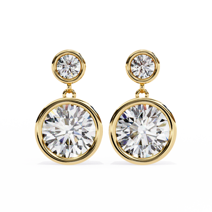 1.83 Ct Round Bezel Lab grown diamond  Drop Earrings