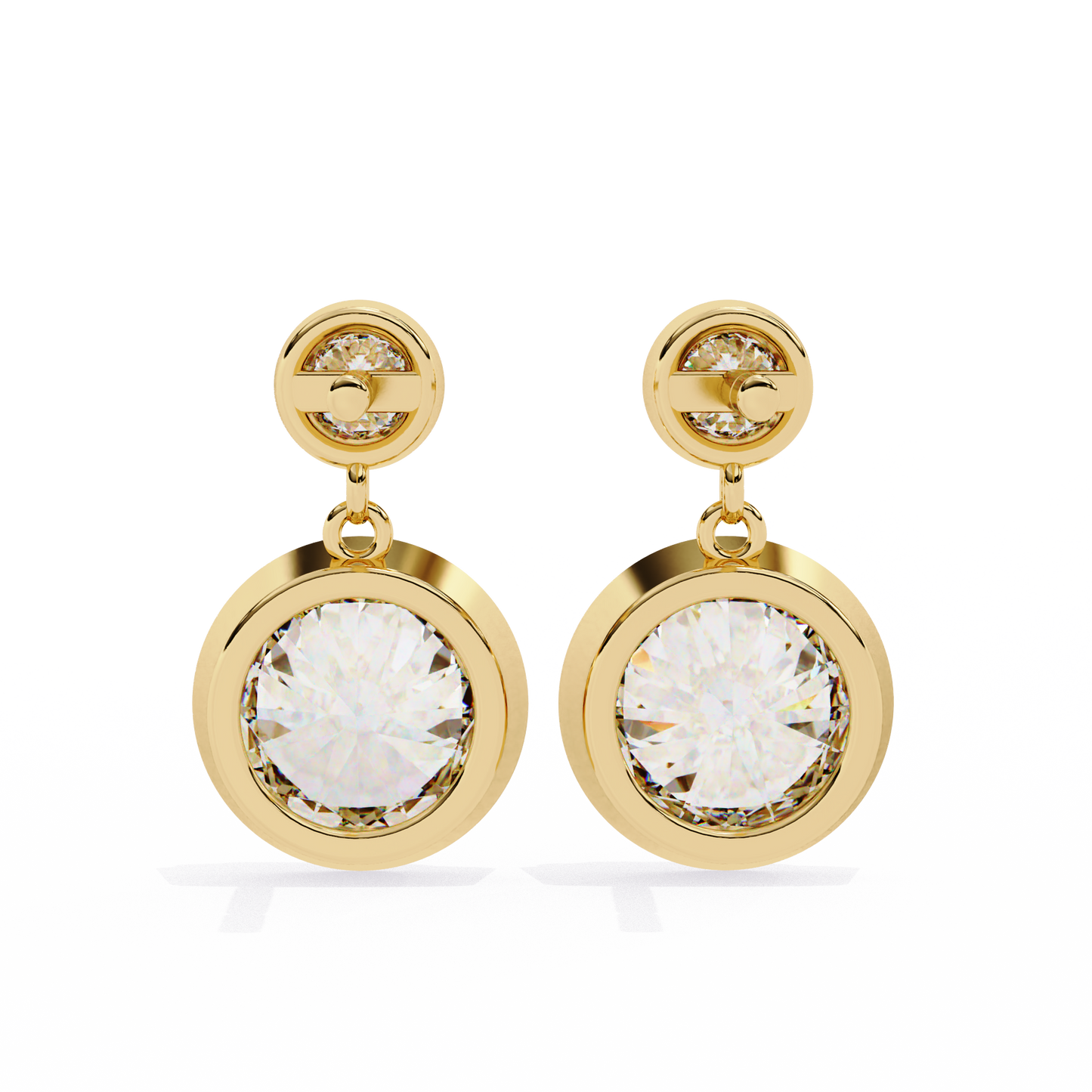 1.83 Ct Round Bezel Lab grown diamond  Drop Earrings