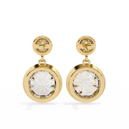 1.83 Ct Round Bezel Lab grown diamond  Drop Earrings