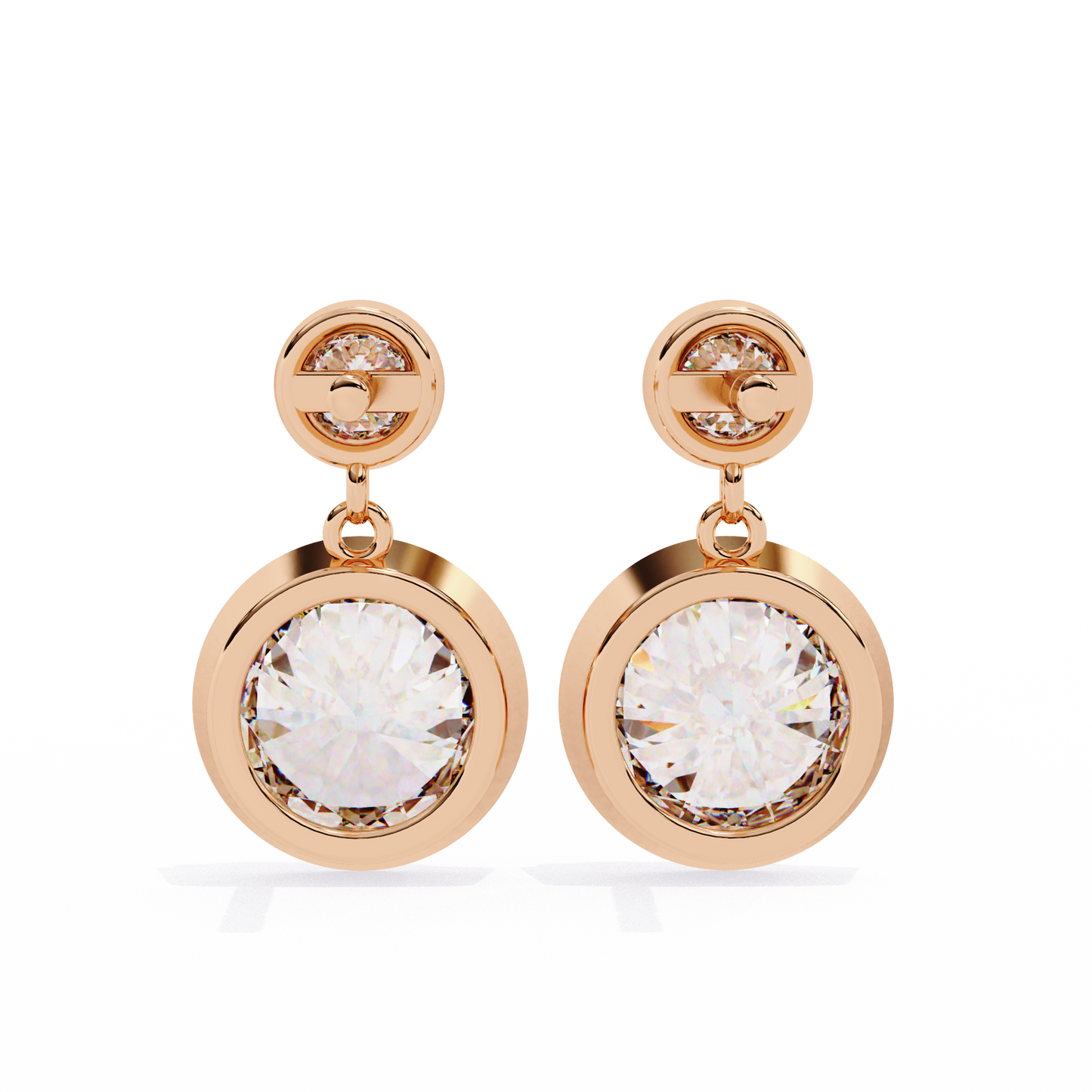 1.83 Ct Round Bezel Lab grown diamond  Drop Earrings
