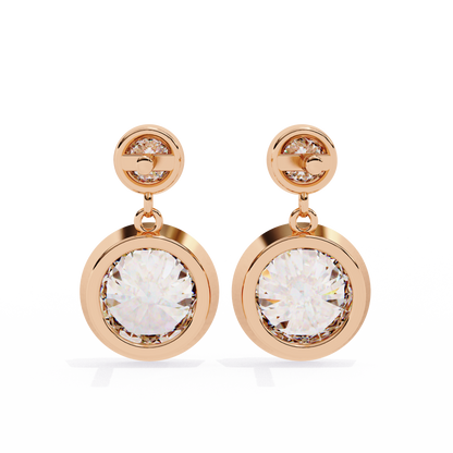 1.83 Ct Round Bezel Lab grown diamond  Drop Earrings