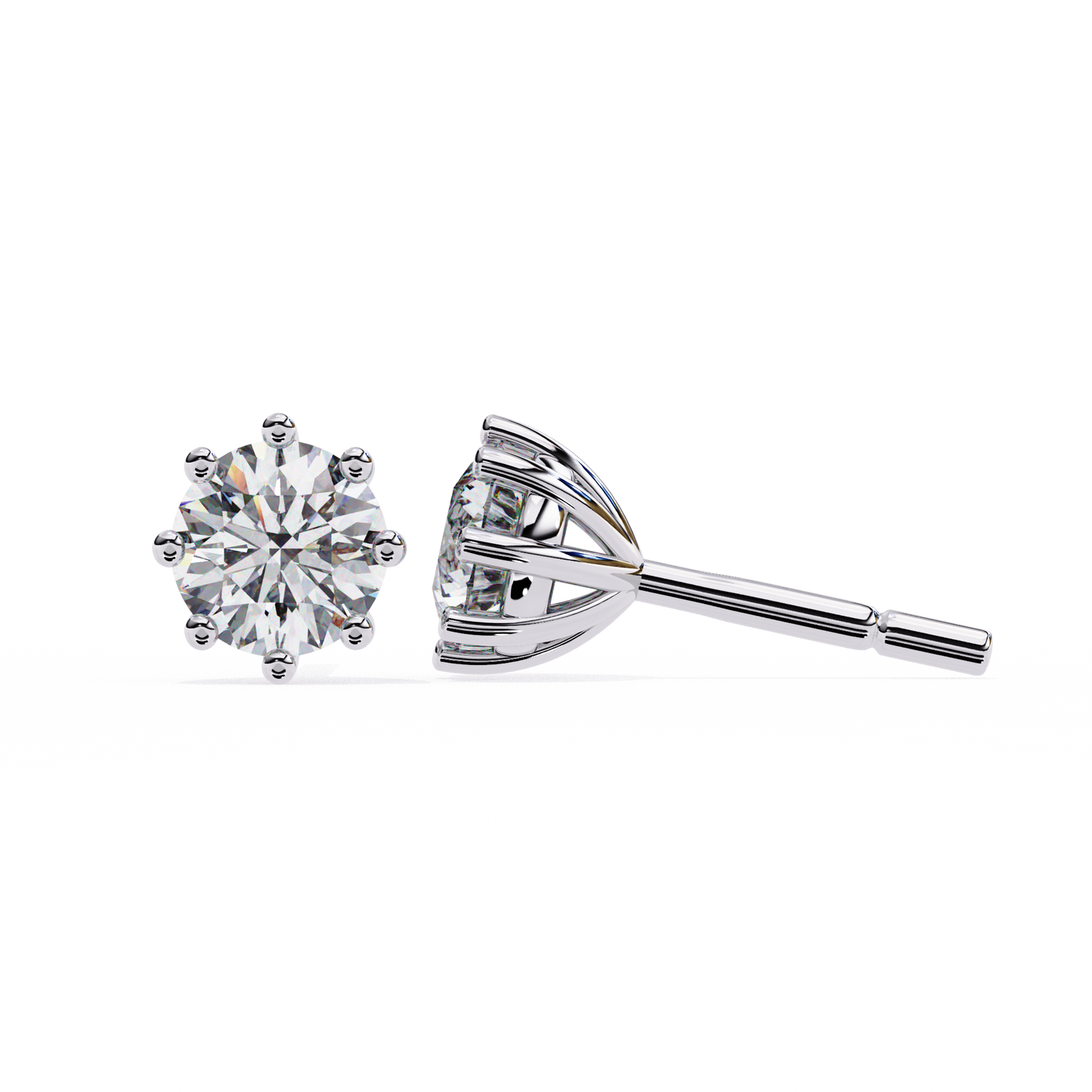2.57 Ct Round Multi-Prong Lab grown diamond  Stud Earrings