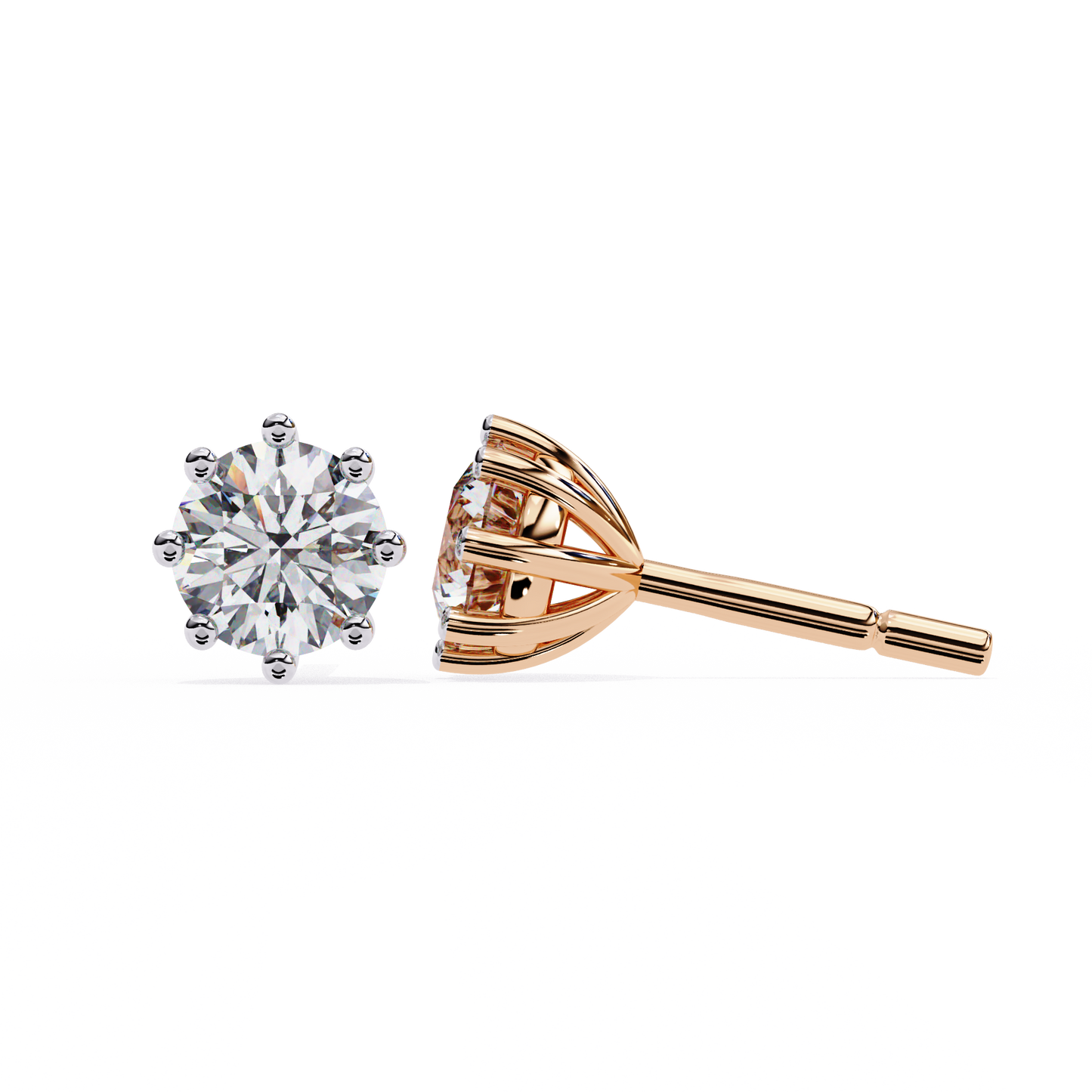 2.57 Ct Round Multi-Prong Lab grown diamond  Stud Earrings