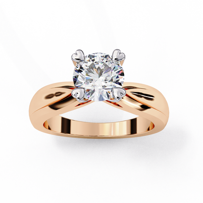 Heart Prong Solitaire Ring with Round Lab-Grown Diamond in Rose Gold