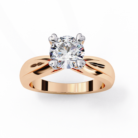 Heart Prong Solitaire Ring with Round Lab-Grown Diamond in Rose Gold