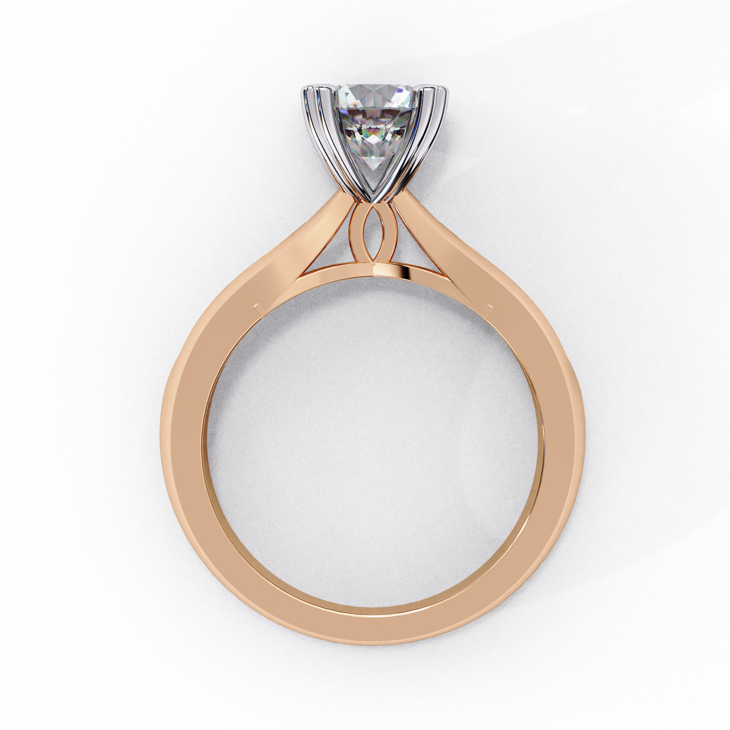Heart Prong Solitaire Ring with Round Lab-Grown Diamond in Rose Gold