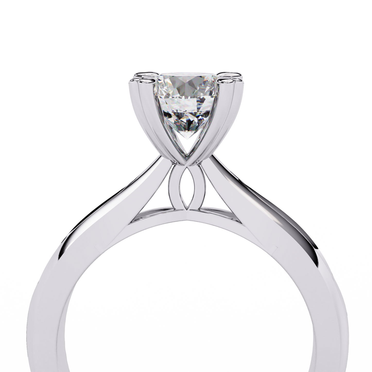 Heart Prong Solitaire Ring with Round Lab-Grown Diamond in Rose Gold