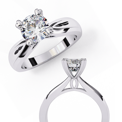Heart Prong Solitaire Ring with Round Lab-Grown Diamond in Rose Gold