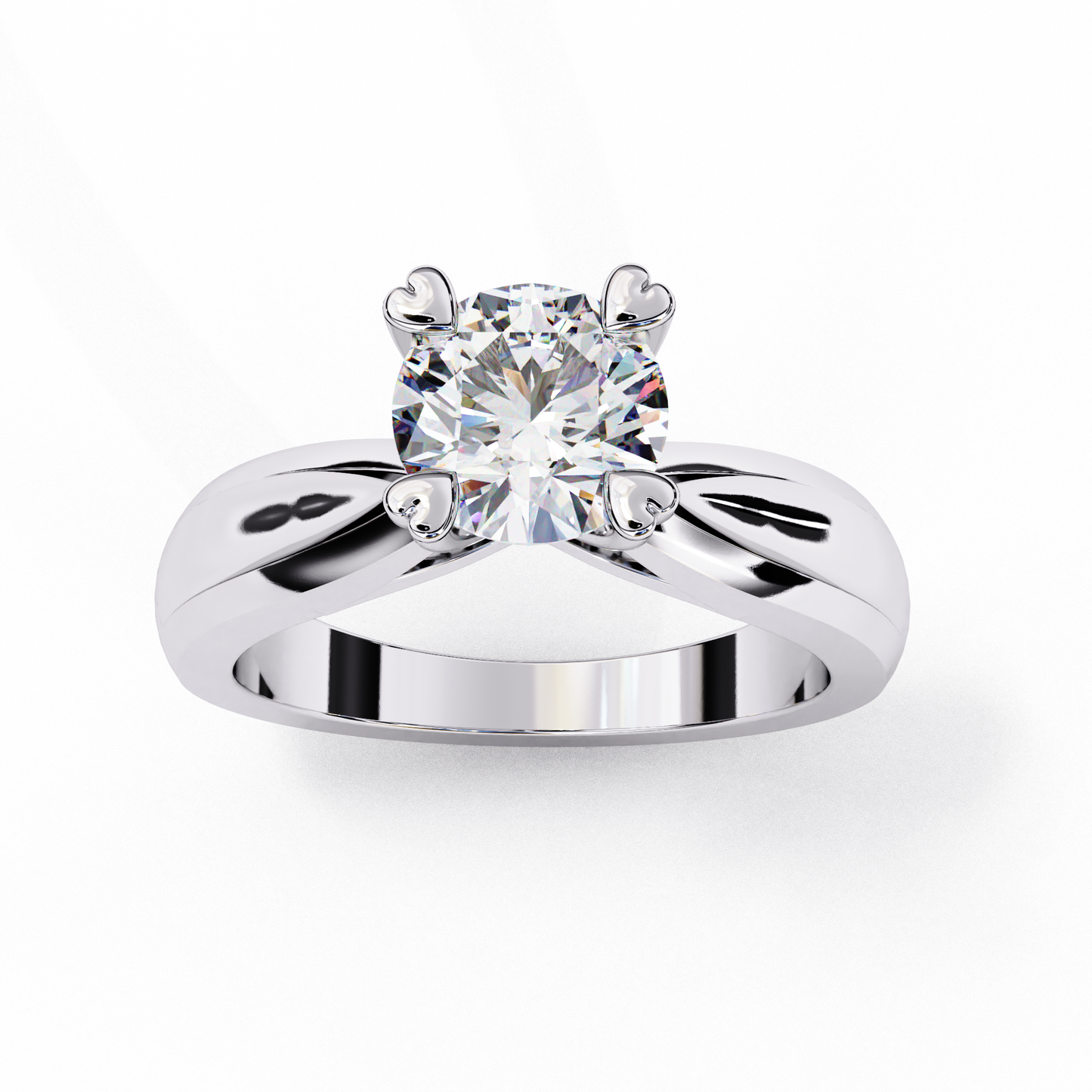 Heart Prong Solitaire Ring with Round Lab-Grown Diamond in Rose Gold