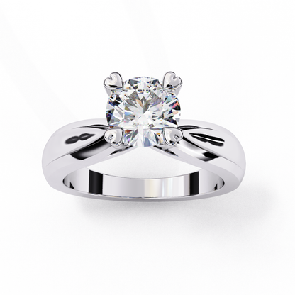 Heart Prong Solitaire Ring with Round Lab-Grown Diamond in Rose Gold